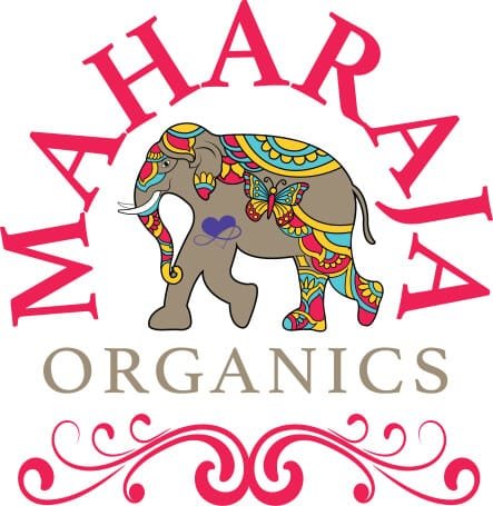 maharaja organics logo brand design and logo design from PrePress Brand specialists for over 40 years